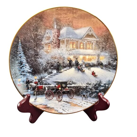 Thomas Kinkade An Old Fashioned Christmas Collector Plates Set Of 2 JJ3835 - Picture 2 of 8